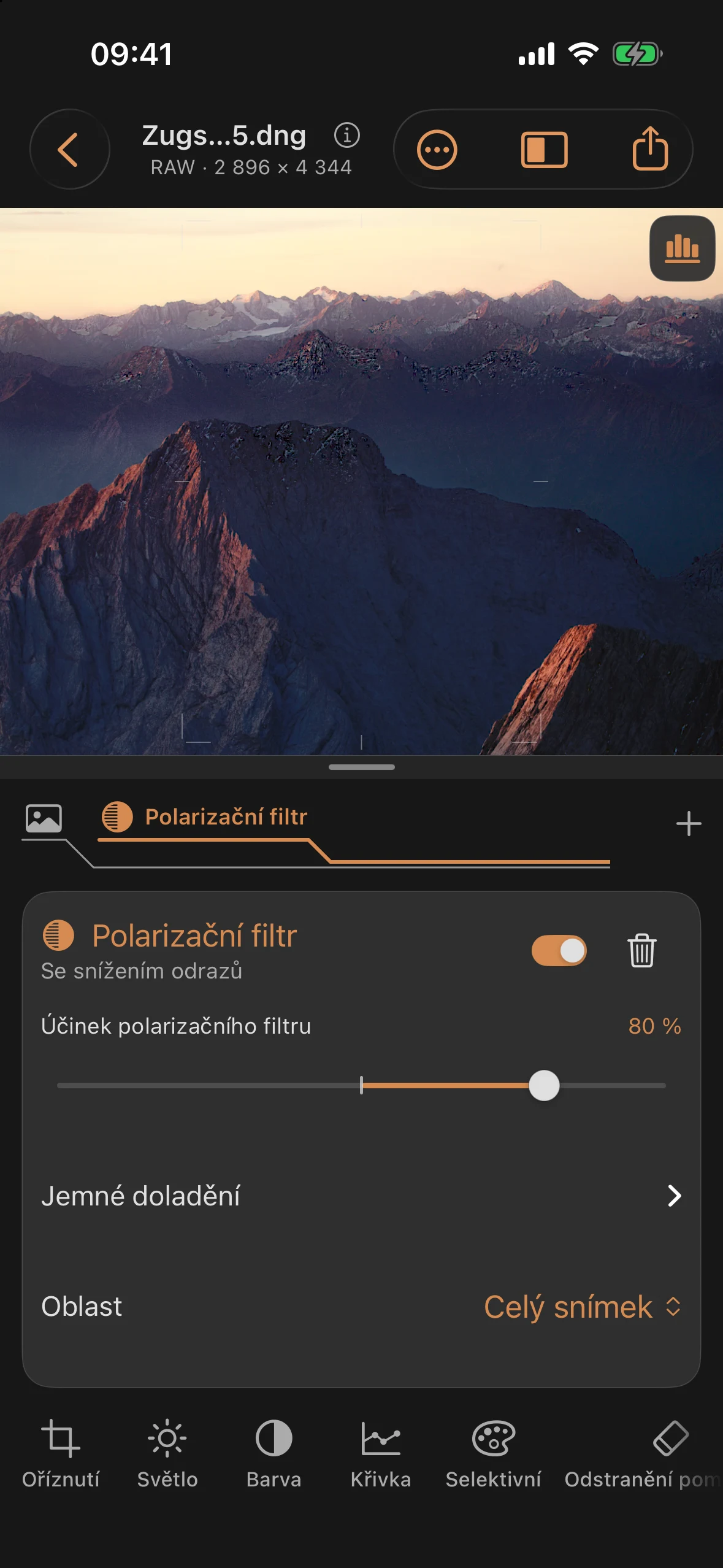 Odlesky: Snížení odlesků pomocí polarizačního filtru