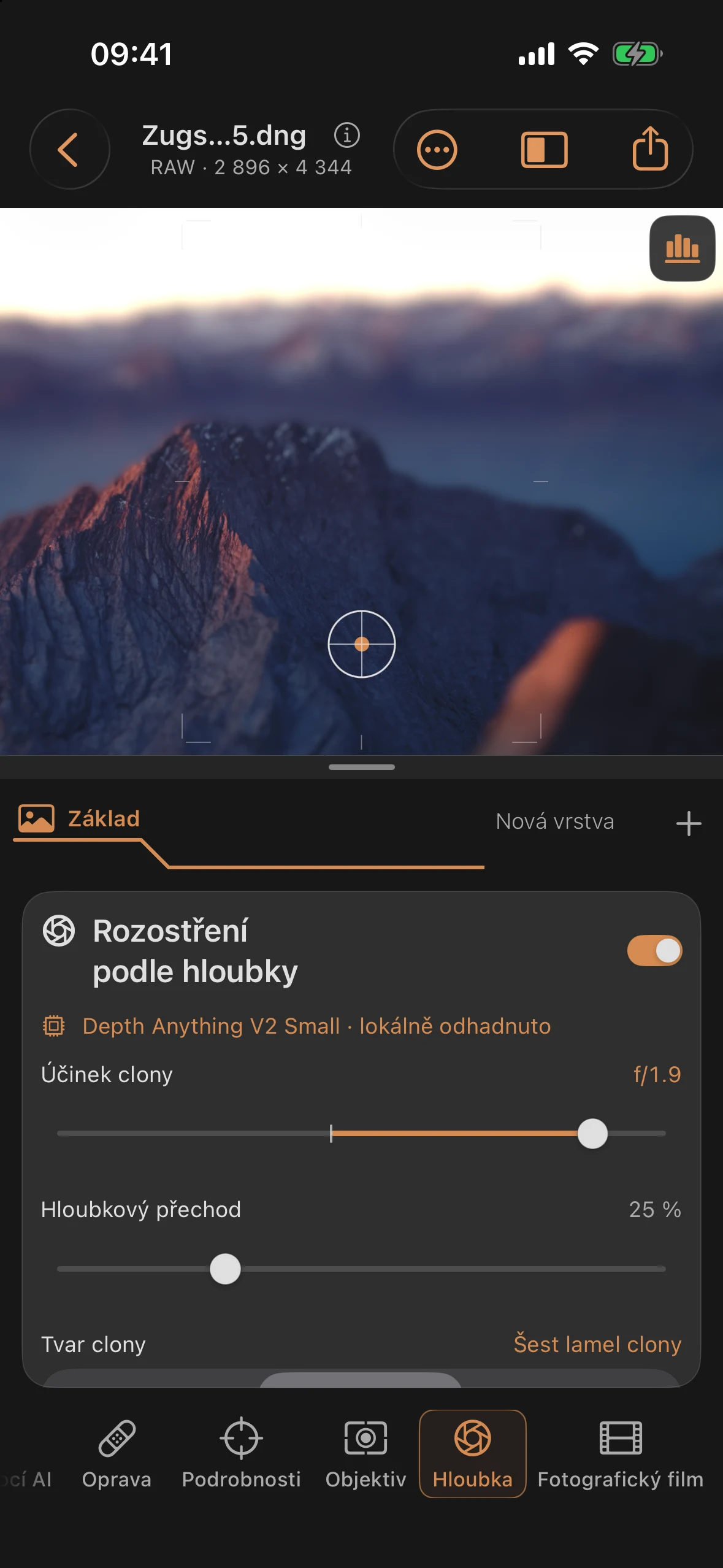 Hloubka: simulovaná hloubka ostrosti