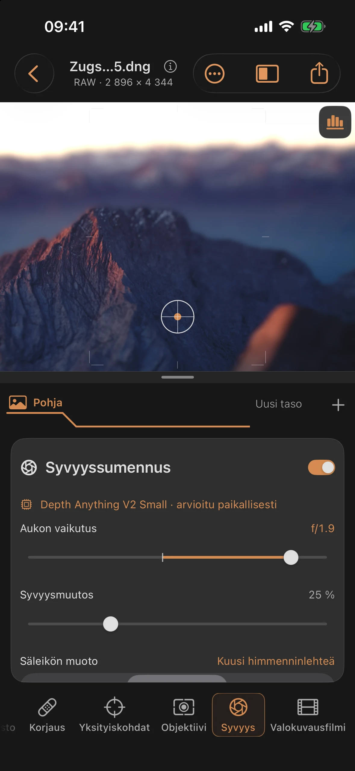 Syvyys: simuloitu syväterävyys