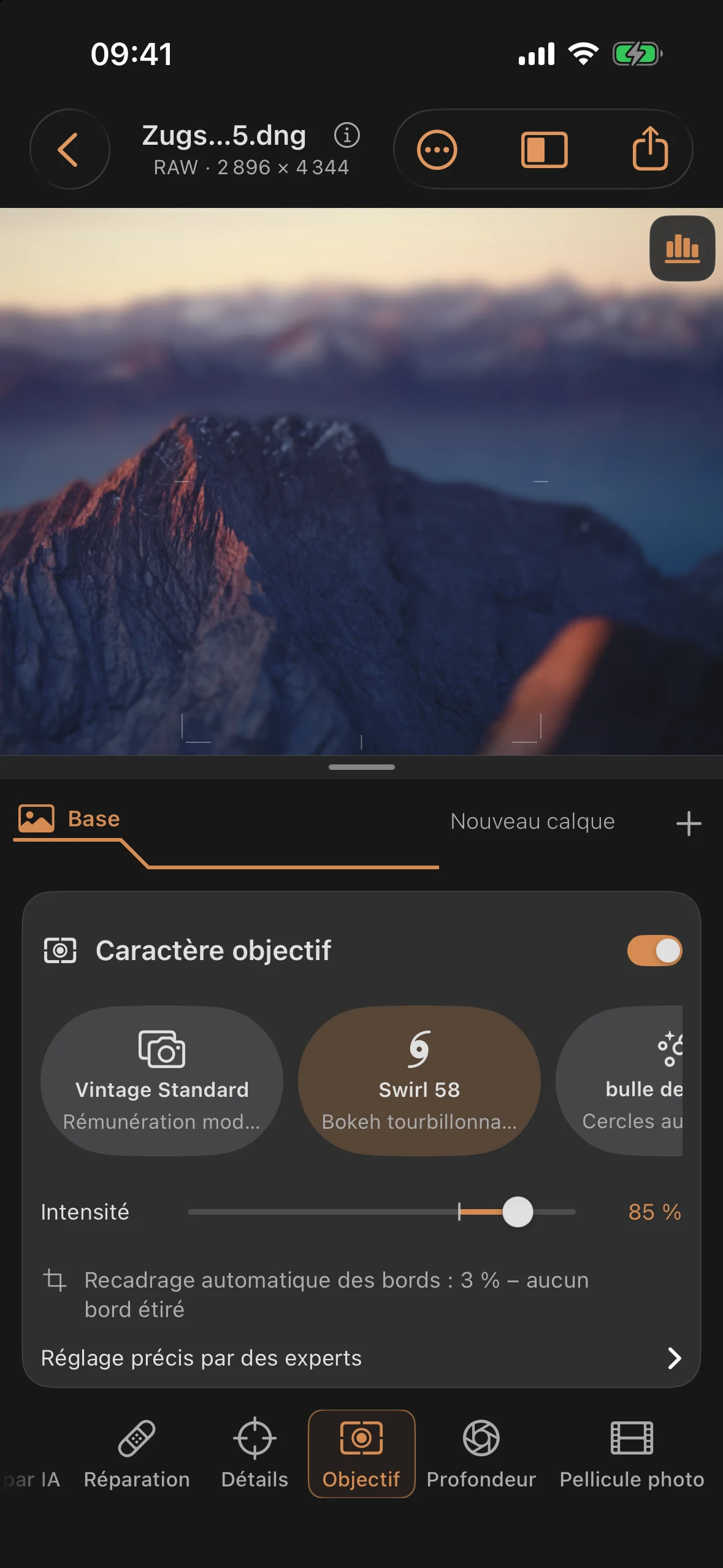 Objectif: caractéristiques d'objectif simulées