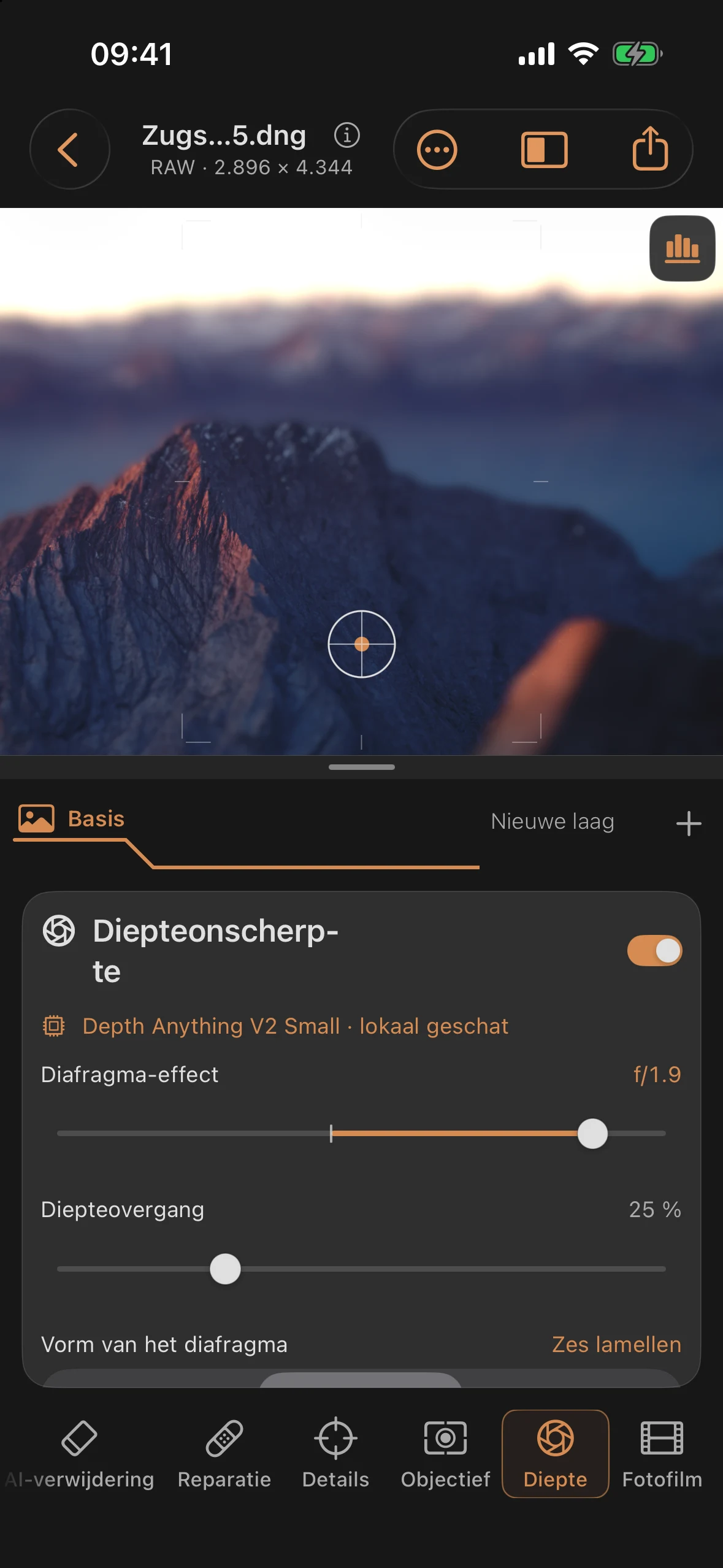 Diepte: gesimuleerde scherptediepte