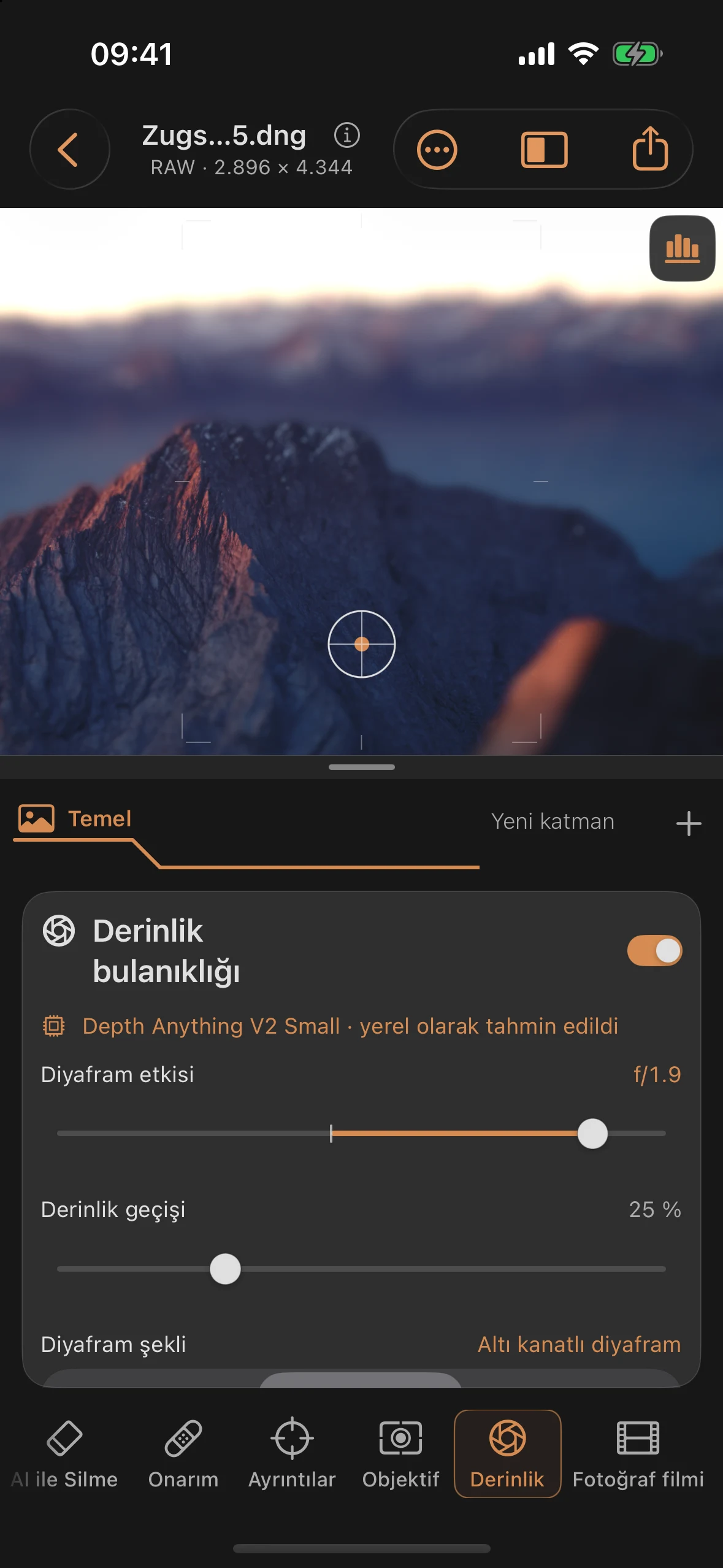 Derinlik: simüle edilmiş netlik derinliği