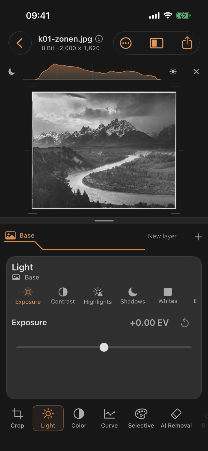Unedited, flat scan of the Teton photograph