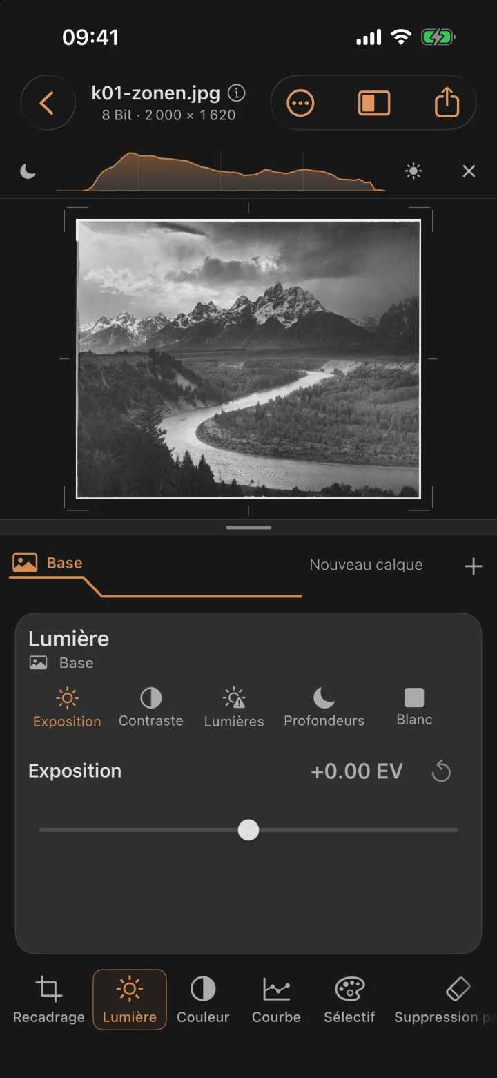 Scan brut et plat de la photo de Teton