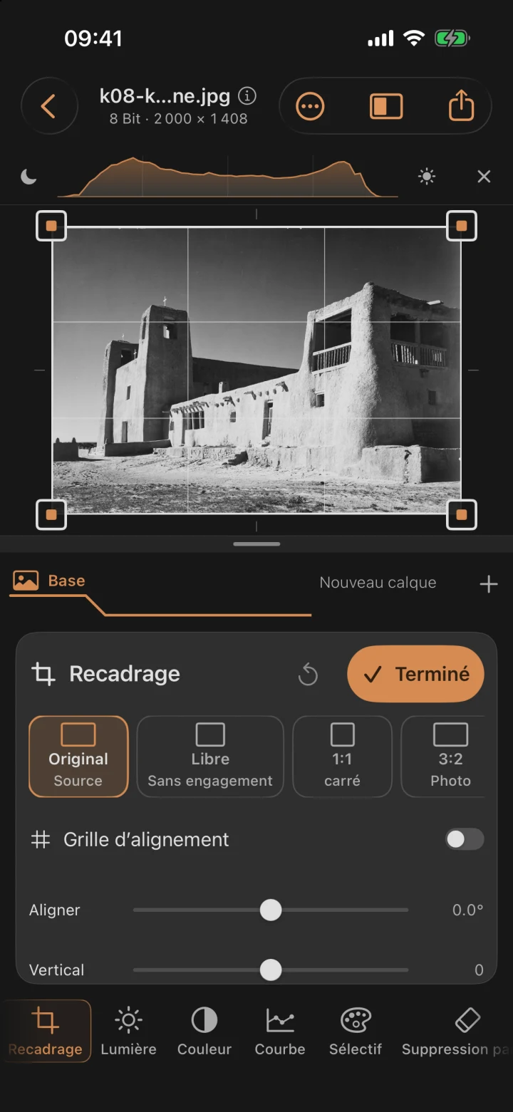 Photo avec des lignes en pente