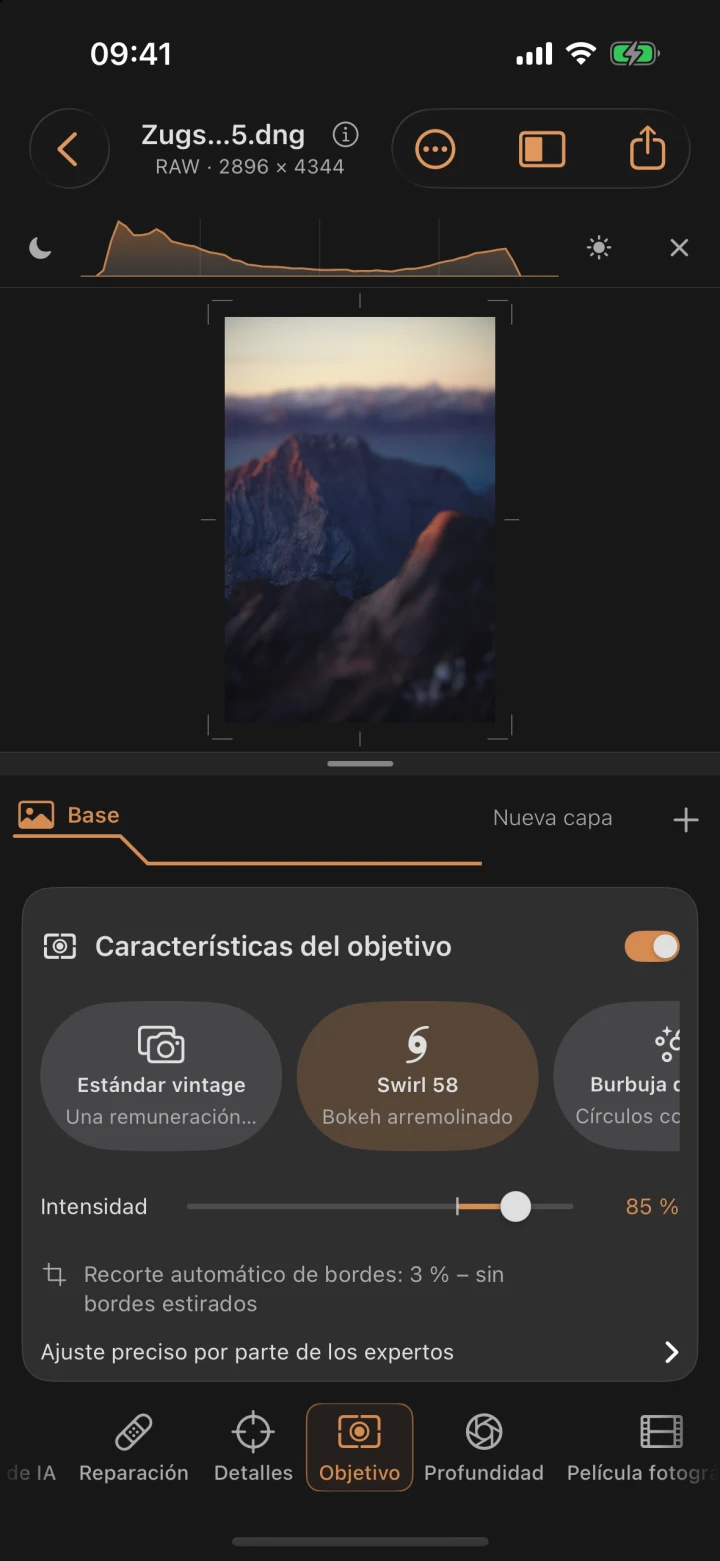 Versión con bokeh de profundidad y efecto de remolino