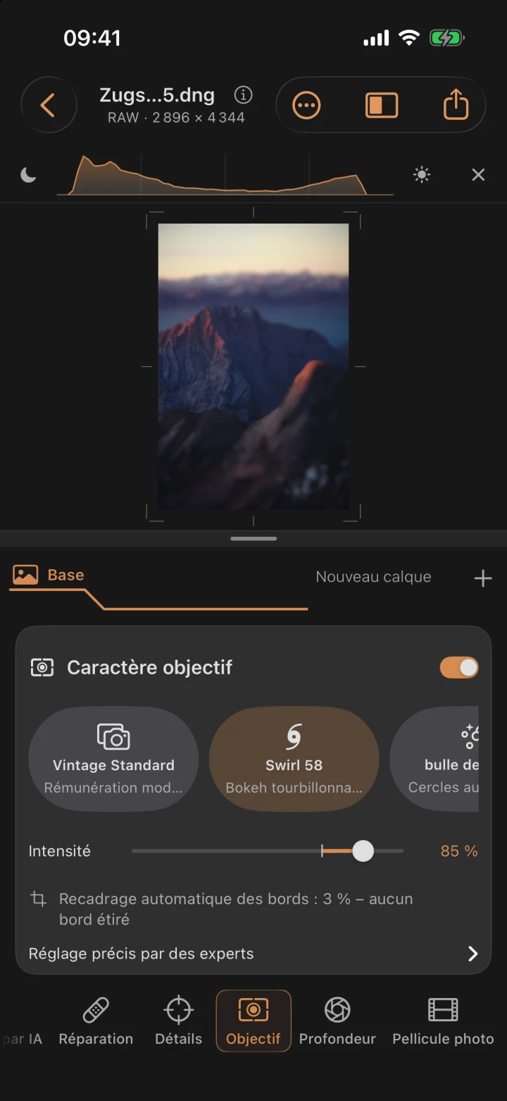 Rendu avec un bokeh en profondeur et un effet tourbillonnant