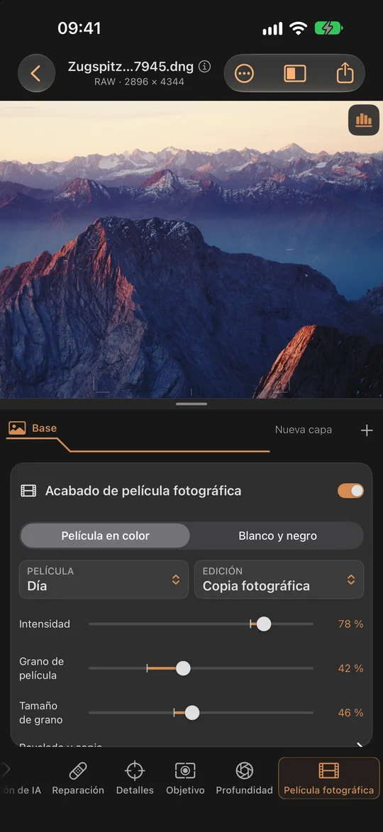Aspectos cinematográficos y grano · iPhone