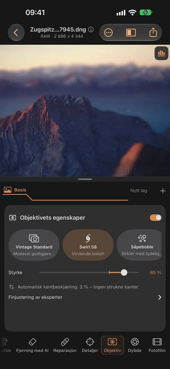 Utforme objektivets egenskaper · iPhone