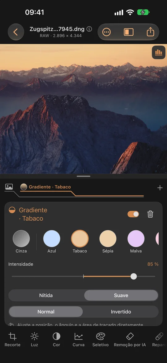 Filtros de gradiente e de cor à sua escolha · iPhone